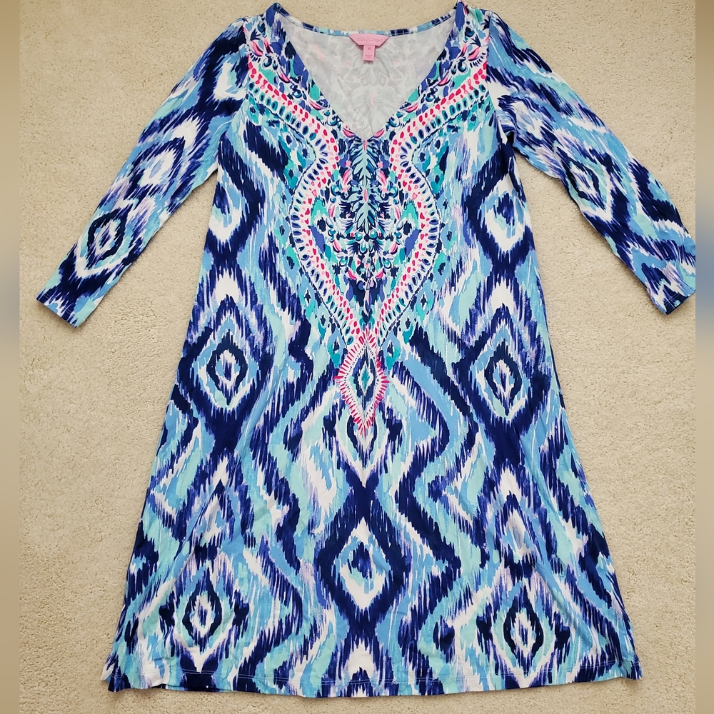 Lilly Pulitzer Ophelia Swing Dress in Blue Swish Skipped a Beach szXS